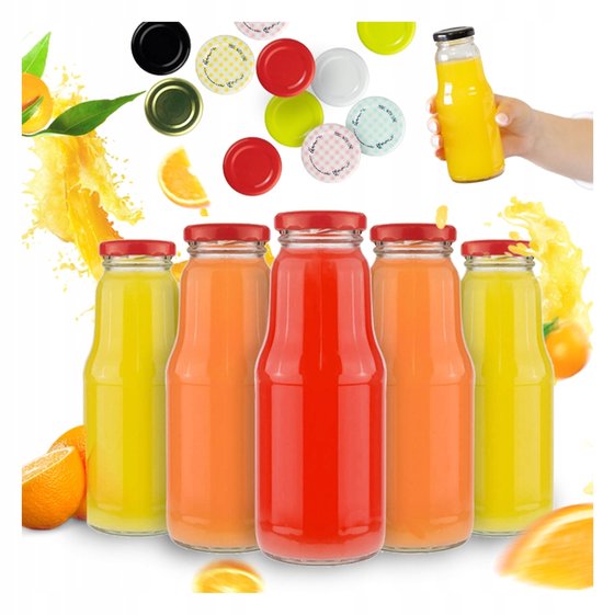 Bimberek Série FRUIT - Bouteille en verre pour jus - 300ml - Couvercle inclus - Pasteurisable