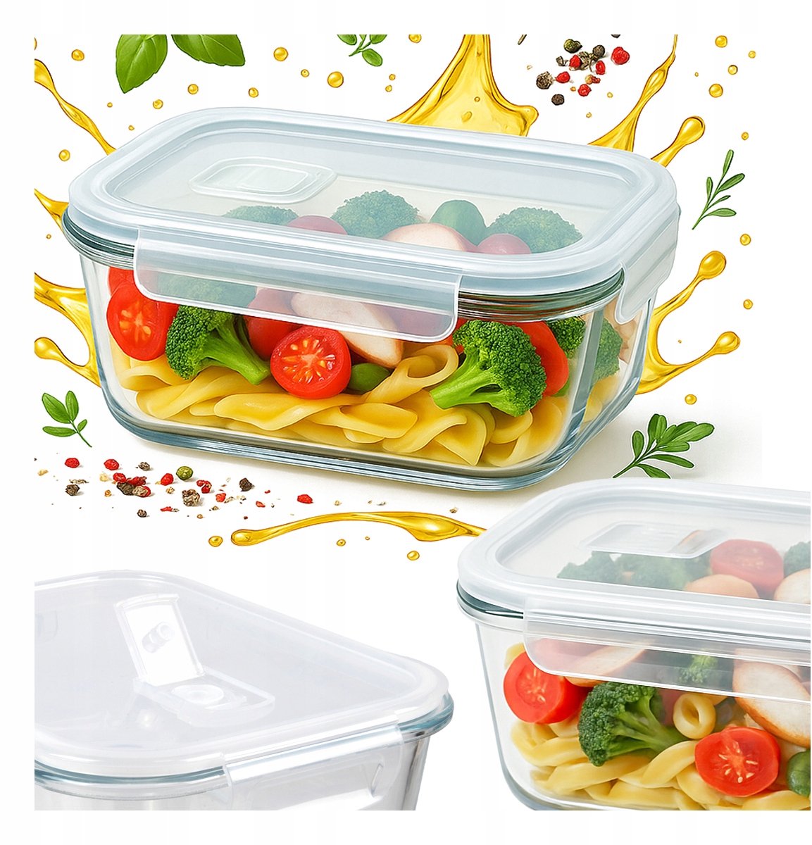 Bimberek - Glazen Lunchbox - 1040ml - Hermetisch Afsluitbaar - Siliconen Uschella