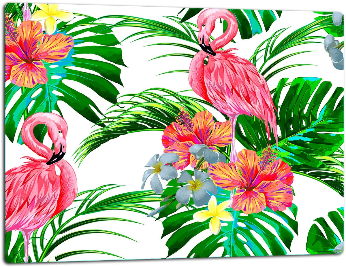 TMK ArtDeko - Snijplank - 52x40cm - Veilig Glas - decoratief Flamingomotief