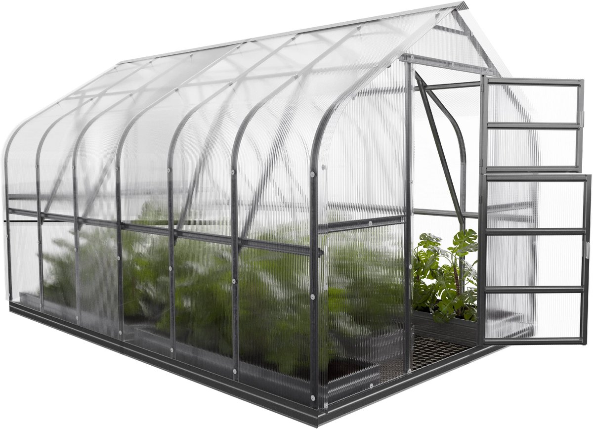 KLASIKA Tuinkas - Serre - Polycarbonaat - 6 mm - 2 Automatische Dakopeners - 2,5m x 4m