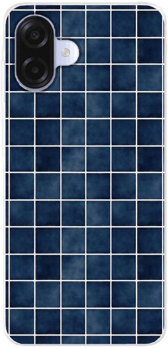 Telefoonhoesje Geschikt voor Samsung Galaxy A07 hoesje - Tegel - Modern - Blauw - Siliconen Telefoonhoesje Telefoonhoesje