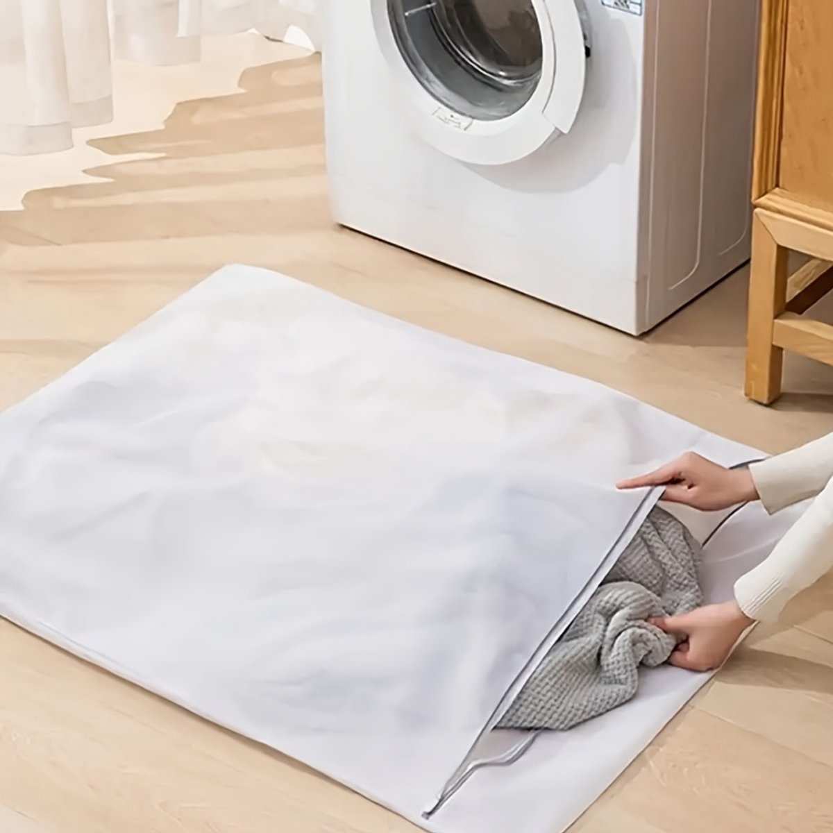 Extra grote waszak van mesh - Geschikt voor delicate kleding - Beschermende zak tegen vervorming, met veiligheidsritssluiting
