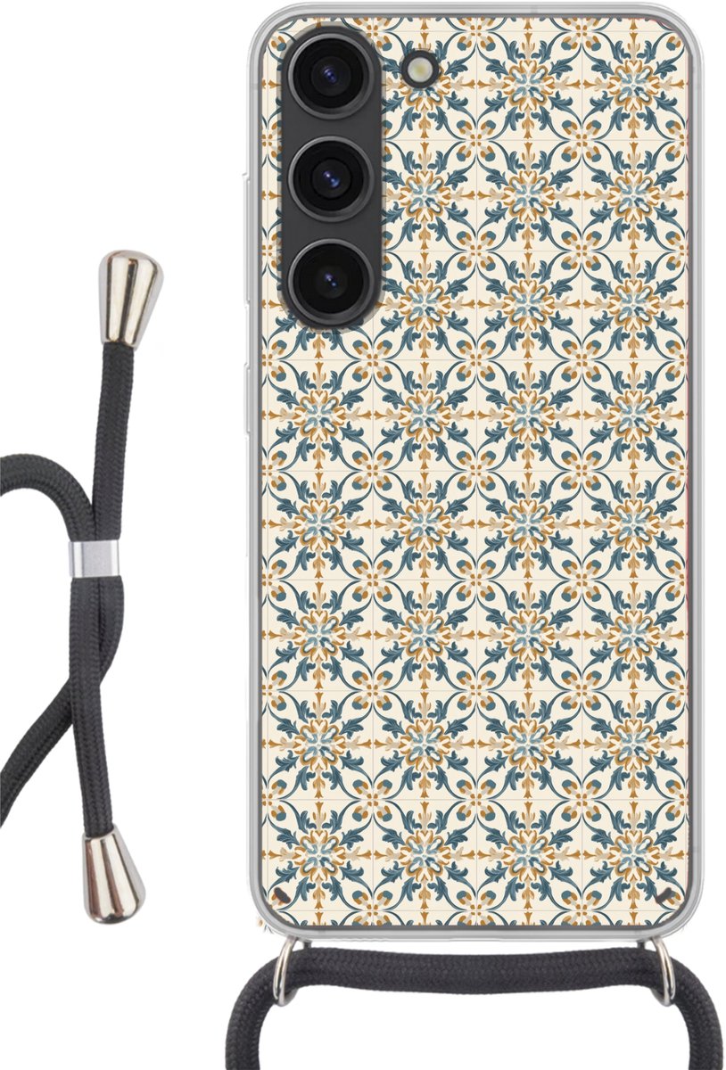 Telefoonhoesje Geschikt voor Samsung Galaxy S23 - Patroon - Klassiek - Kleurrijk - Siliconen - Crossbody - Backcover met Koord - Telefoonhoesje met koord - Hoesje met touw Telefoonhoesje
