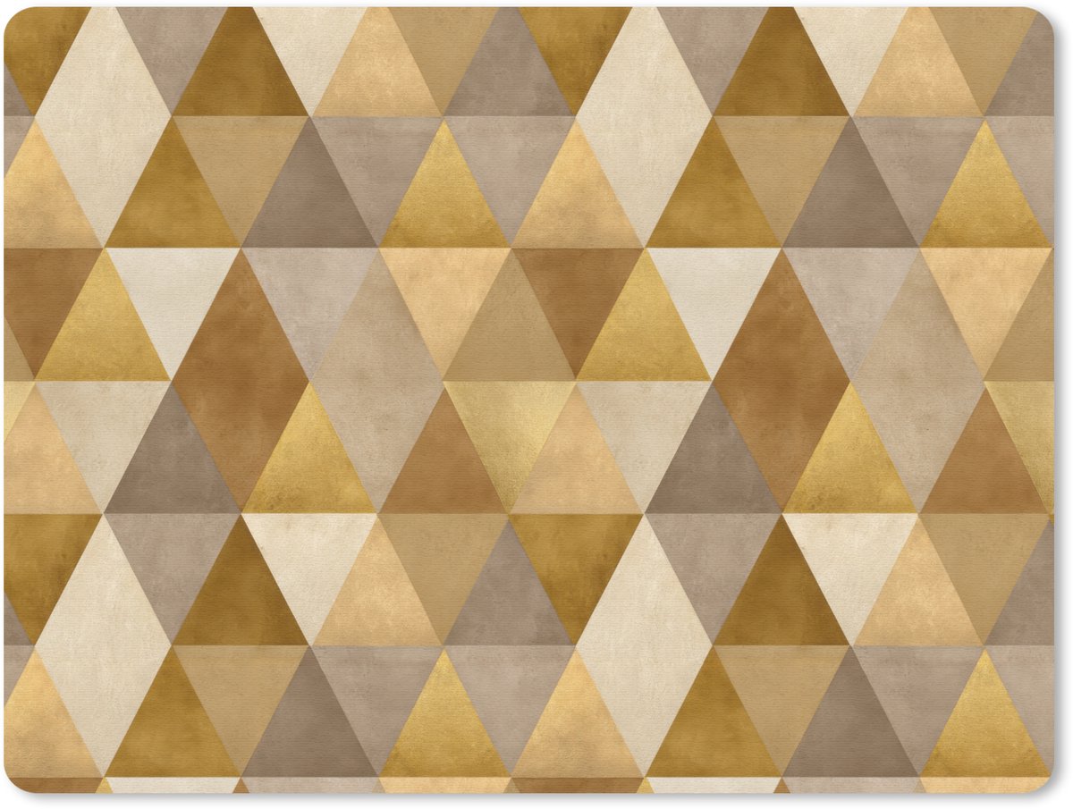 Muismat 12x10 cm - Mousepad Geometrisch - Driehoek - Goud - Muismatten