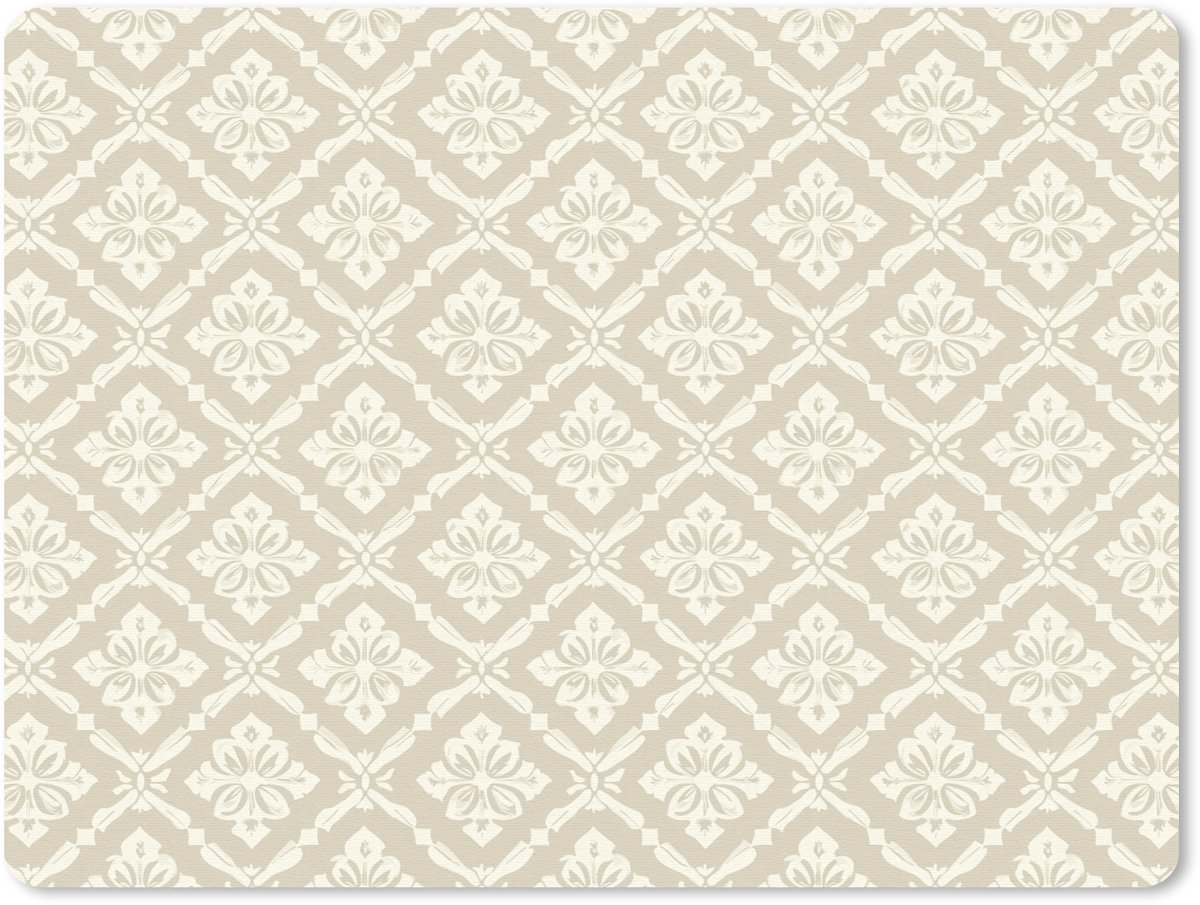 Muismat 12x10 cm - Mousepad Floraal - Ornament - Beige - Muismatten