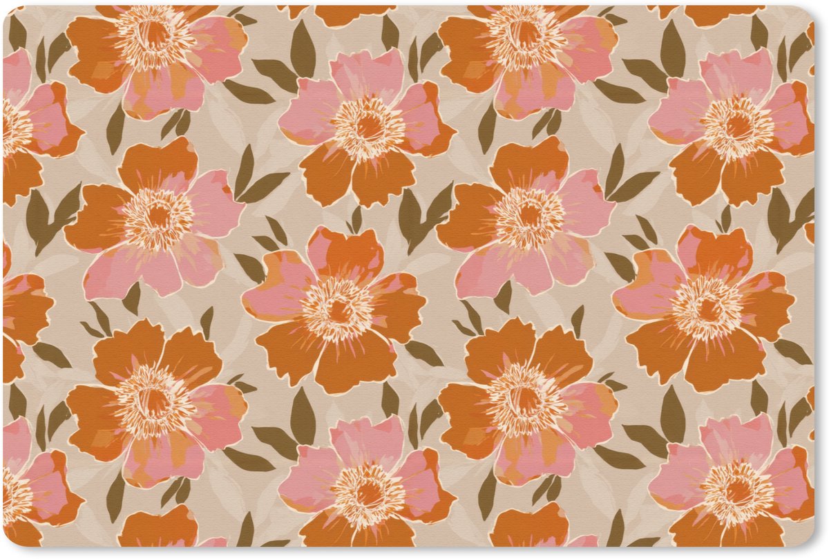 Muismat 13x8 cm - Mousepad Bloemen - Motief - Retro - Muismatten