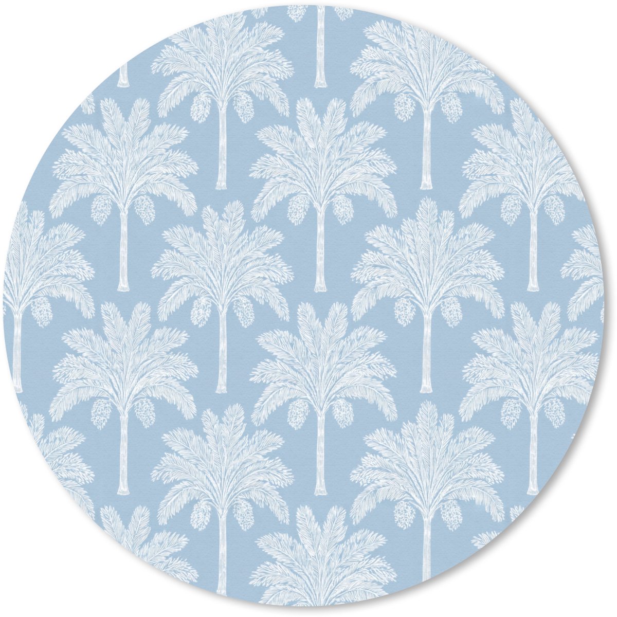 Muismat rond 50x50 cm - Mousepad Palmboom - Modern - Blauw - Ronde muismatten