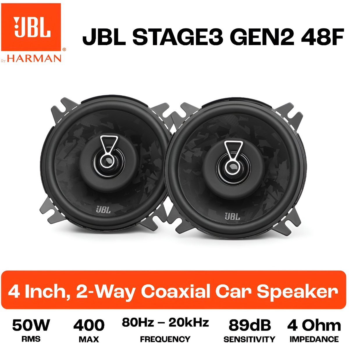JBL Stage3 48F Autospeakers – 4 inch Coaxiaal – 50W RMS – 400W Piekvermogen – 4 Ohm – foto 6