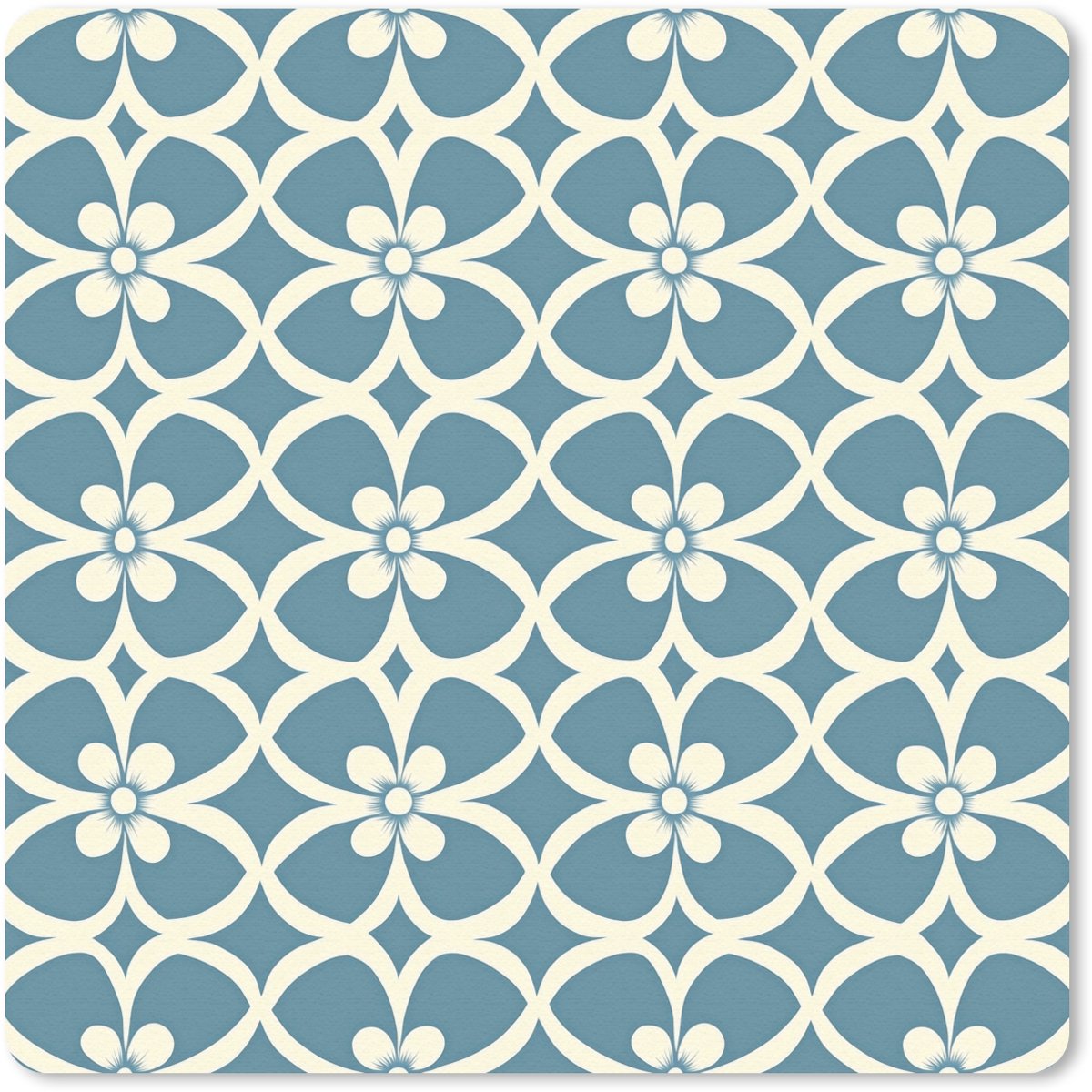 Muismat 20x20 cm - Mousepad Patroon - Symmetrisch - Blauw - Muismatten