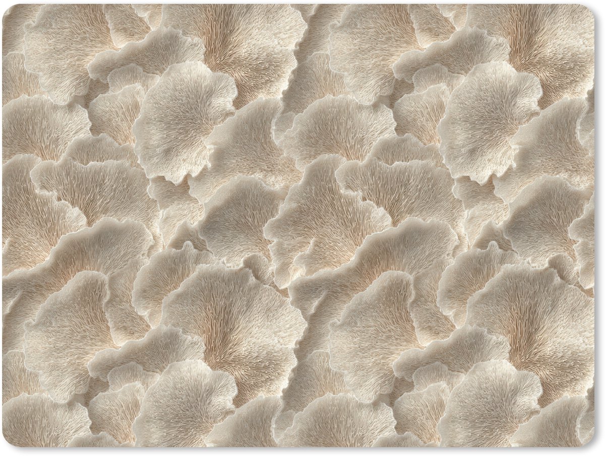 Muismat 12x10 cm - Mousepad Waaierstructuren - Beige - Vezeltextuur - Muismatten