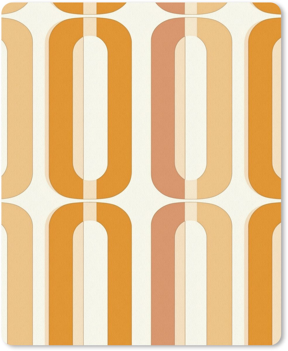 Muismat 12x16 cm - Mousepad U-vorm - Retro - Oranje - Muismatten