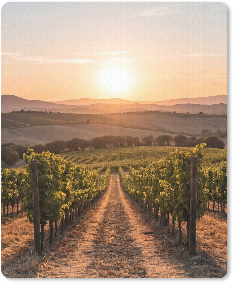 Muismat 12x16 cm - Mousepad Wijngaard - Zonsondergang - Landschap - Muismatten