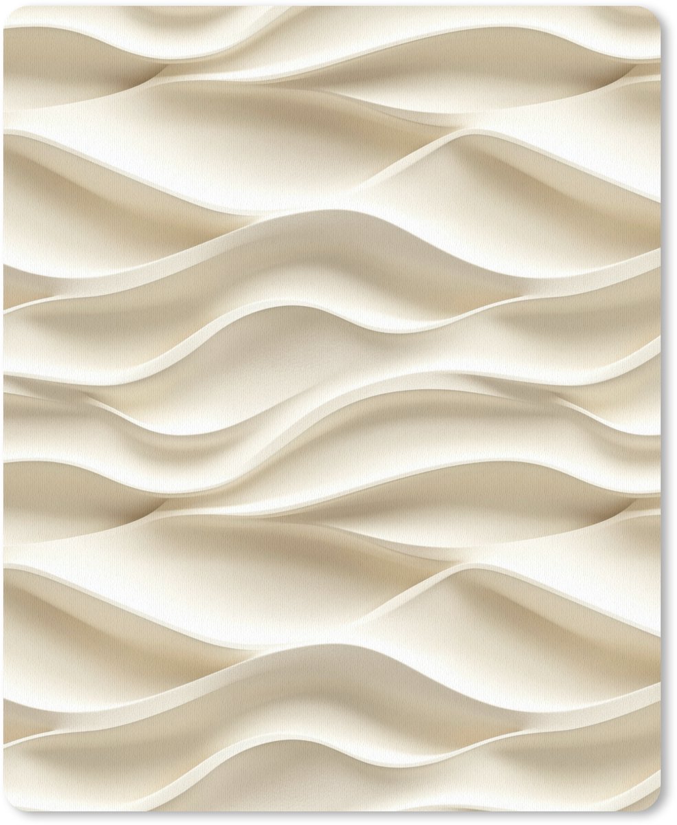 Muismat 12x16 cm - Mousepad Lijnen - Golvend - Crème - Muismatten