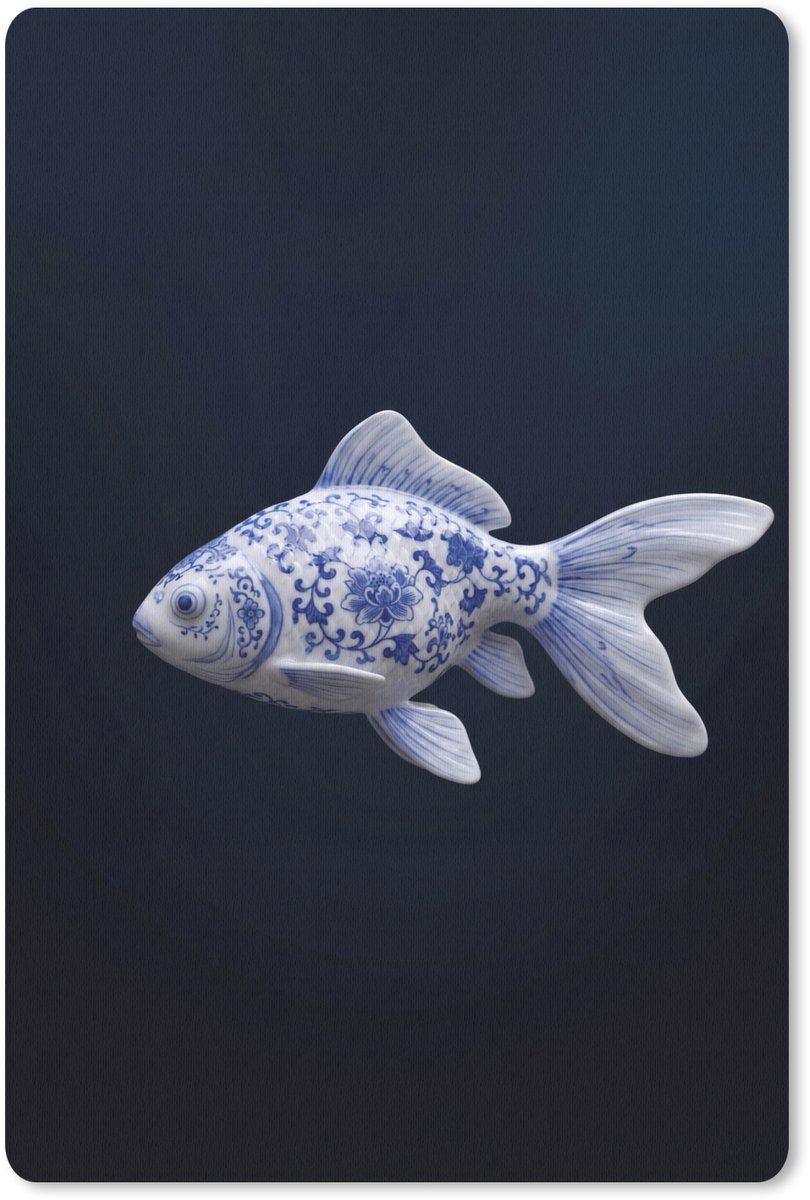 Muismat 13x20 cm - Mousepad Porselein - Goudvis - Delfts - Blauw - Muismatten