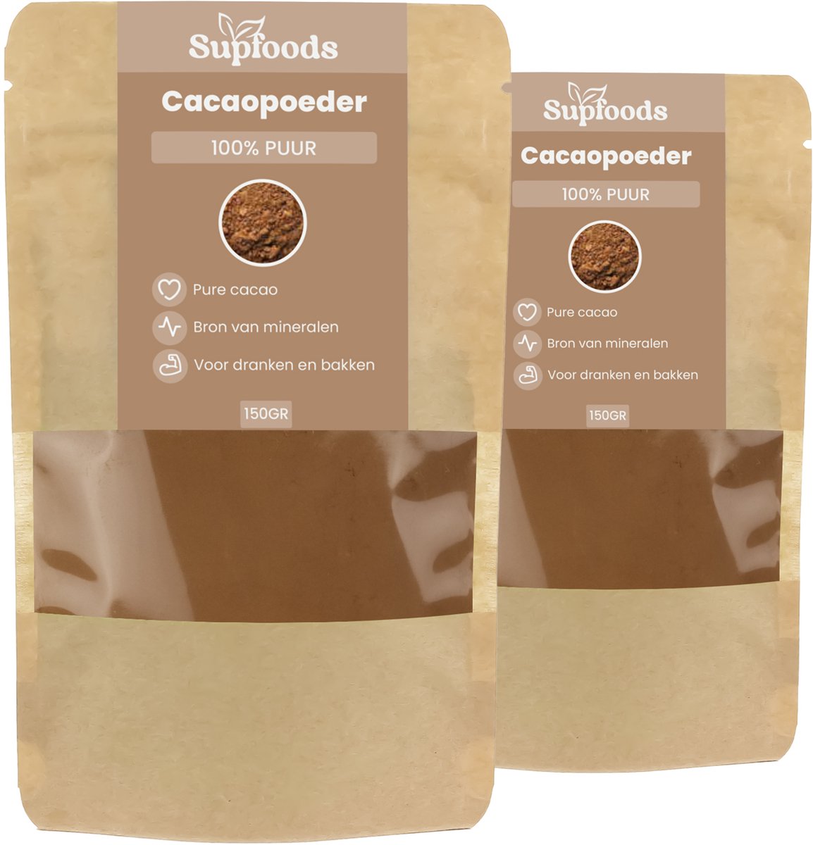 Cacao Poeder 100% Puur - 300g - Cacao Ongezoet - Voor Smoothies, Chocolademelk en Bakken