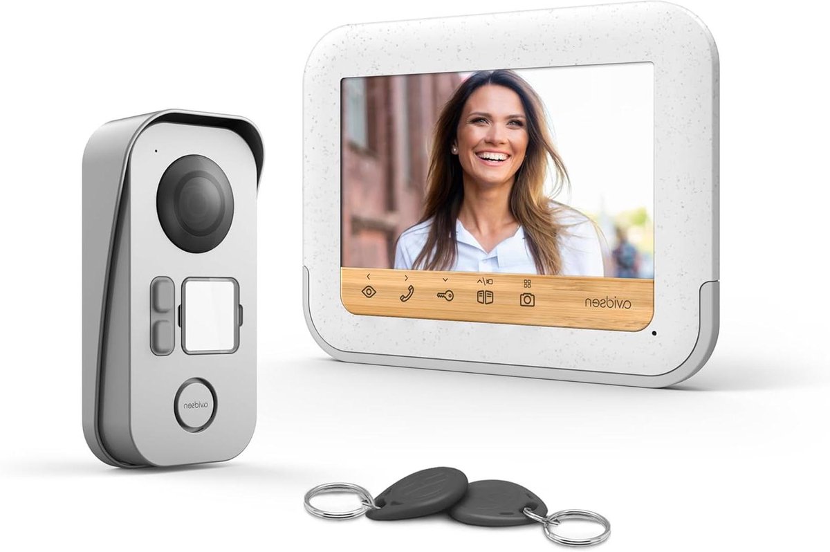 Video Deurintercom Systeem - Deuropener Monitor - Huisbeveiliging - Eco-design Gerecycled Plastic - 7 inch Touchscreen - Grijs