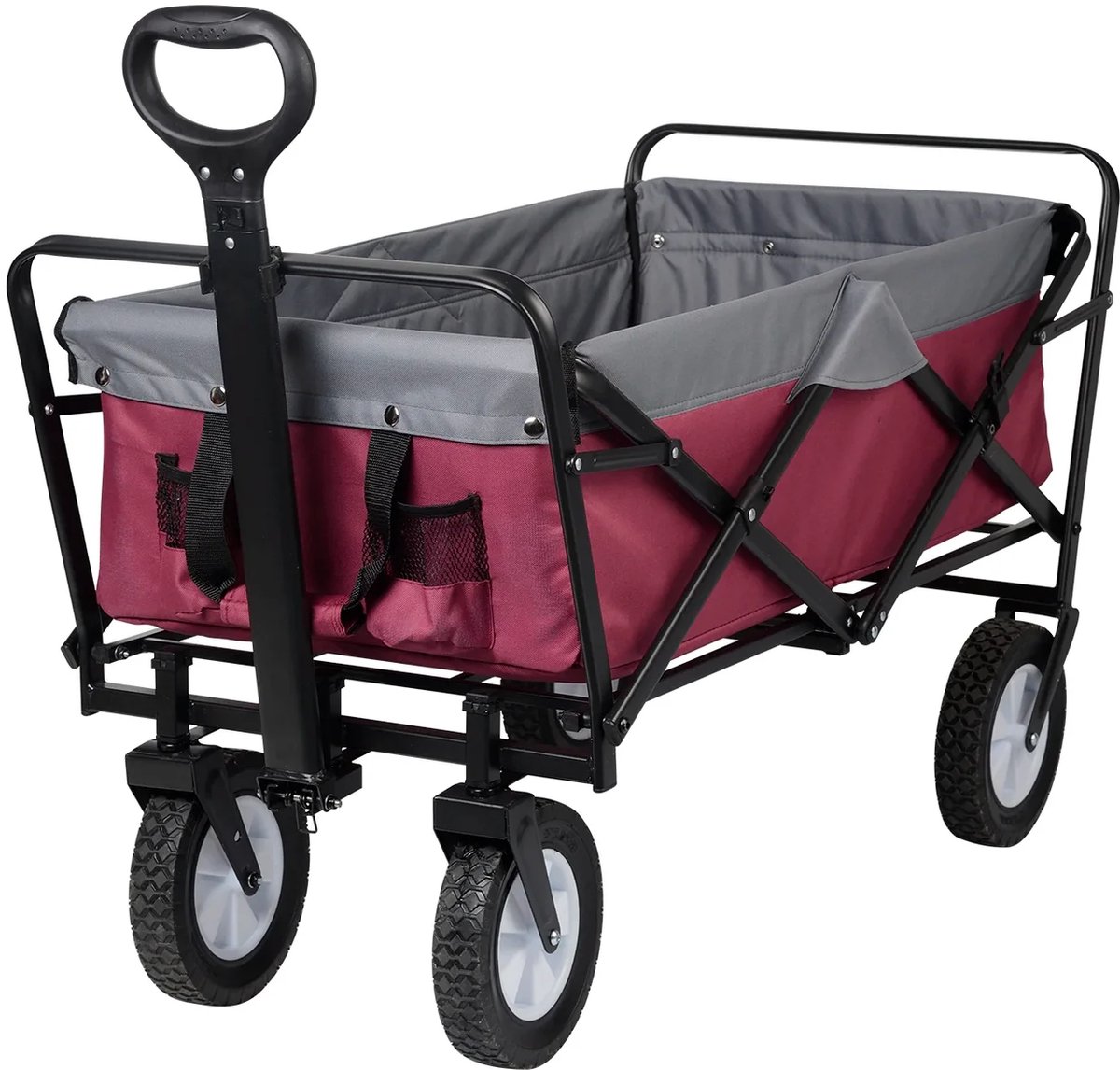 BukkitBow - Opvouwbare Bolderkar - Transportwagen - 4 Wielen - Telescopische Handgreep - 80 kg Draagkracht - Camping & Tuin - Paars / Grijs