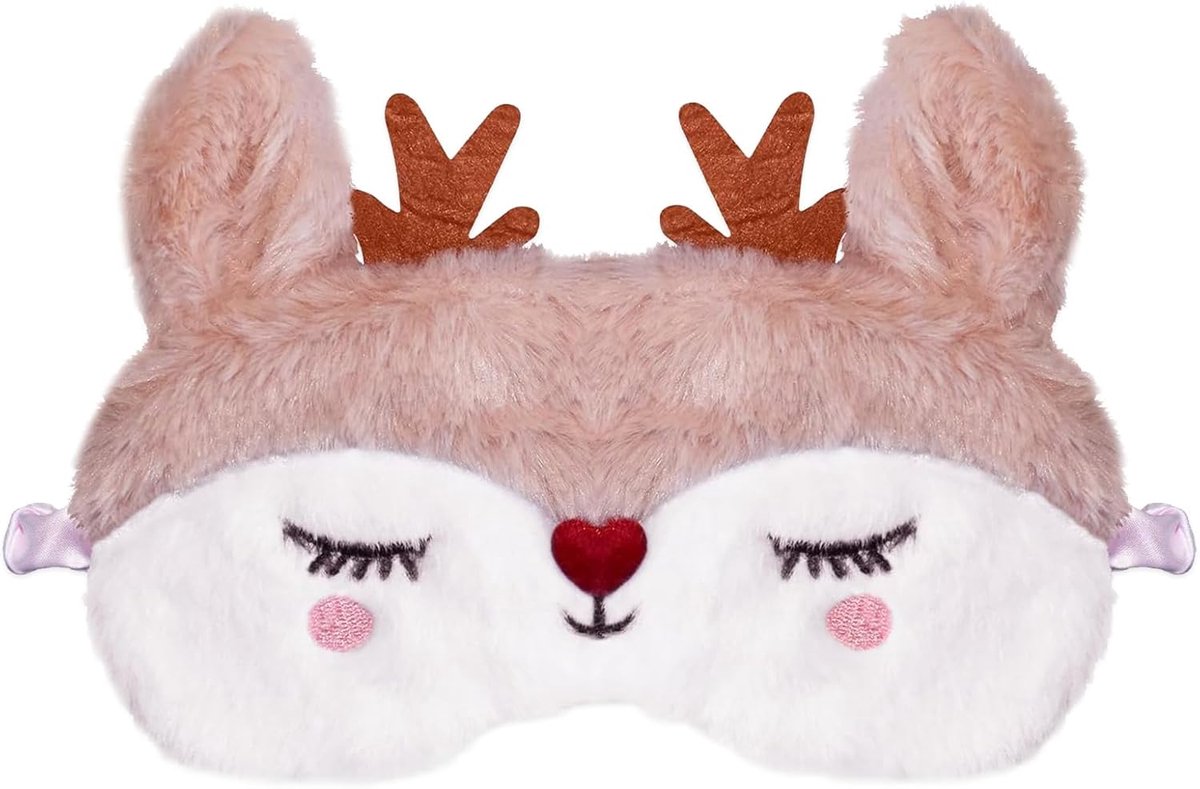 Dierenslaapmasker - kerstslaapmasker - rendier - slaapmasker voor kinderen - volwassenen - dutje - reizen