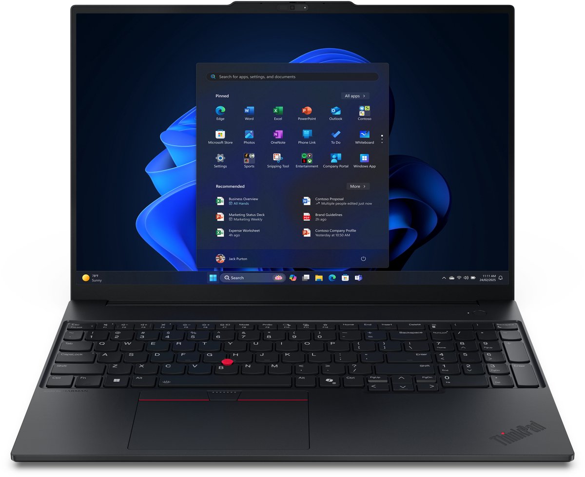 Lenovo ThinkPad E16 Gen 3 (Intel) Copilot+ PC Intel Core Ultra 7 258V Laptop 40,6 cm (16") WUXGA 32 GB LPDDR5x-SDRAM 512 GB SSD Wi-Fi 6E (802.11ax) Windows 11 Pro Zwitsers Zwart