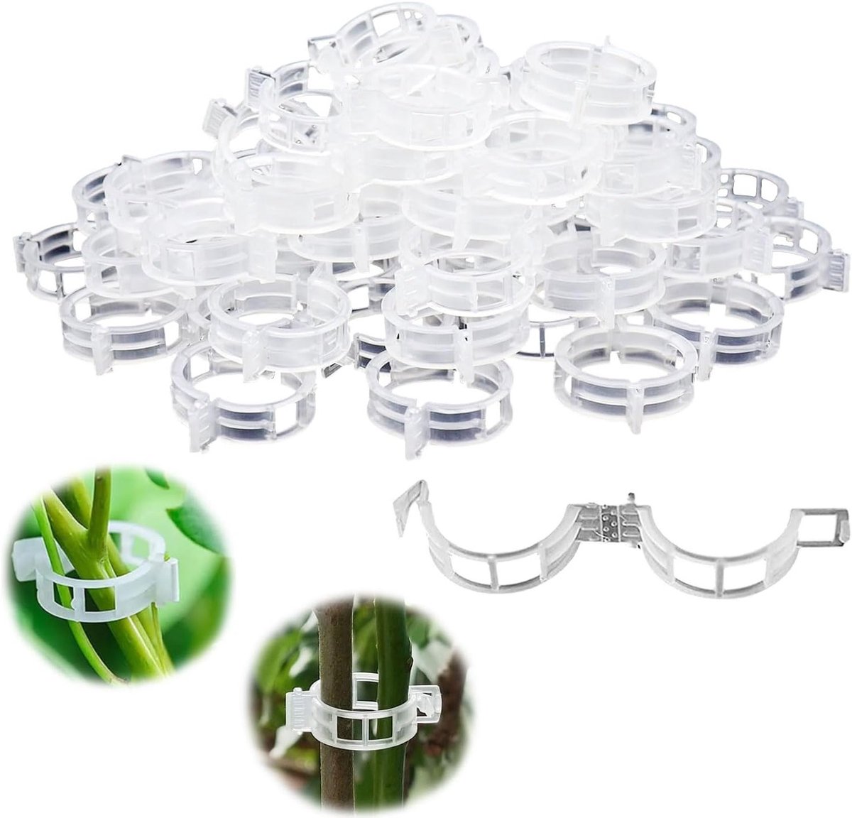 Pack van 200 Tuin- en Plantenclips, Ideaal voor Tomaten, Groenten en Tuinieren, Wit