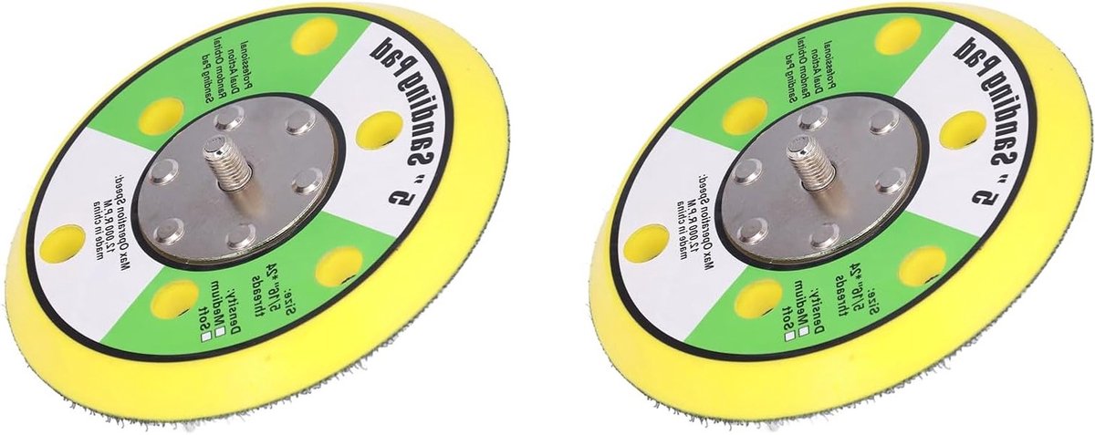 5 Inch Schuurpads voor Polijsten - PU Backing Pads met Klittenband, 5/16-24 Draad, Geschikt voor Pneumatische Schuurmachines, 12000RPM