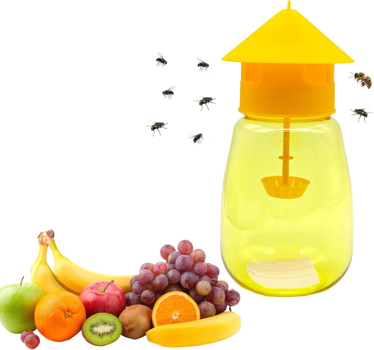 Fruit Fly Trap - Insect Trap - Herbruikbare Eco-vriendelijke Vliegenval voor Keuken en Binnen - Buiten Vliegenval - Geel