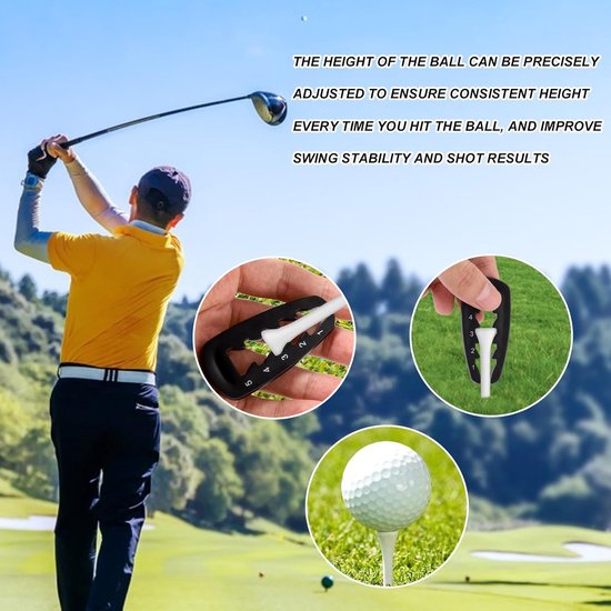 Golf Tee Hoogteversteller - Tee Setter Positiehouder - Consistente Swings Verbeteren - 5 Instelbare Hoogtes van GOLF — afbeelding 3