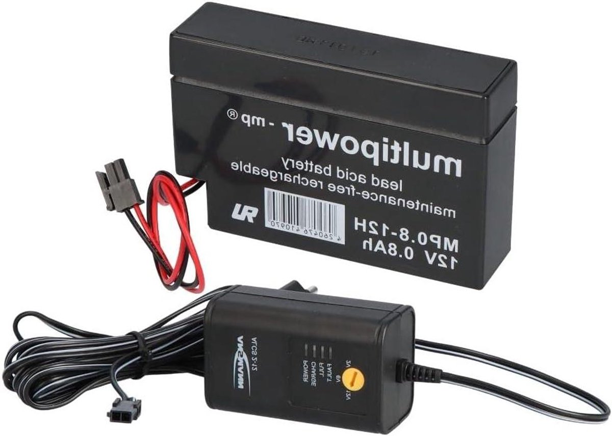 AGM Loodaccu - Oplaadbare Batterij - Accu Onderhoud - Druppellading Functie - 12 Volt 0.8 Ah - Zwart