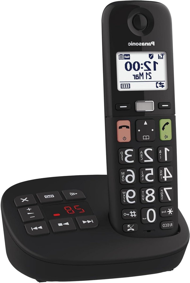 Draadloze telefoon - Vaste telefoon - Gemakkelijk bellen - Grote knoppen - 18 inch display - Zwart