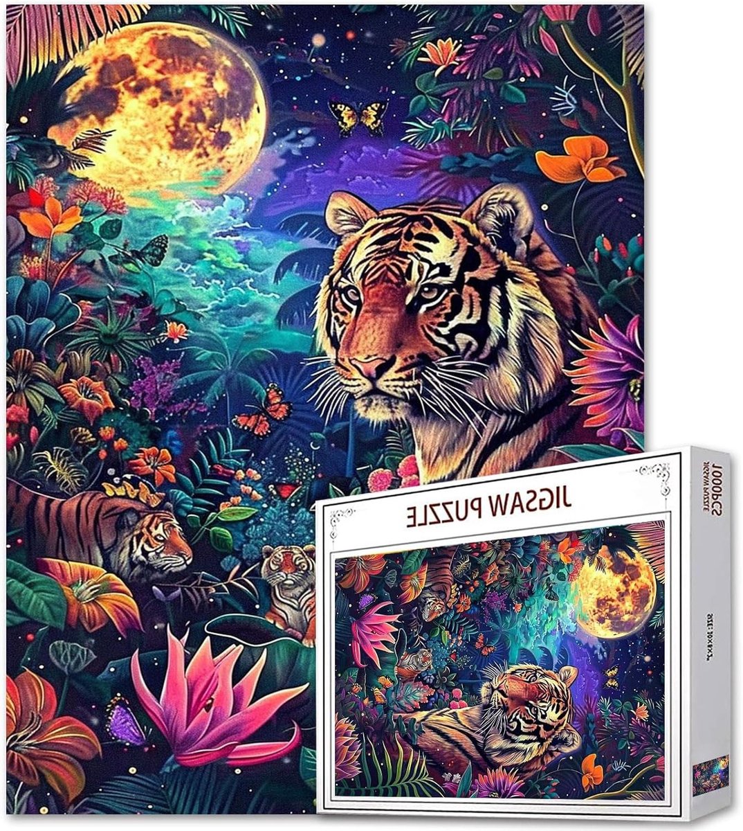 Legpuzzel Tijger Schilderij - Volwassen Puzzel Dieren - Ontspannen Activiteit - Nauwkeurig Gesneden Stukjes - 50 x 70 cm - Meerkleurig
