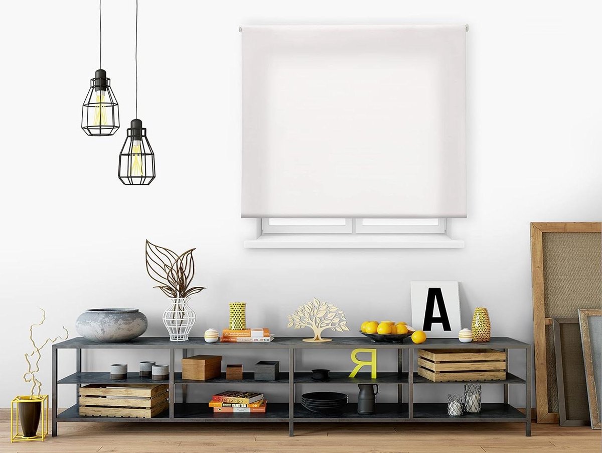 Rolgordijn - Lichtdoorlatend gordijn - Raambekleding - Ketting met kinderbeveiliging - 140x175 cm - Ecru
