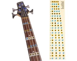 Basgitaar Toets Stickers - Vingerzetting Stickers - Bas Leren Spelen - Slijtvast Papier - 30cm x 7.3cm - Wit