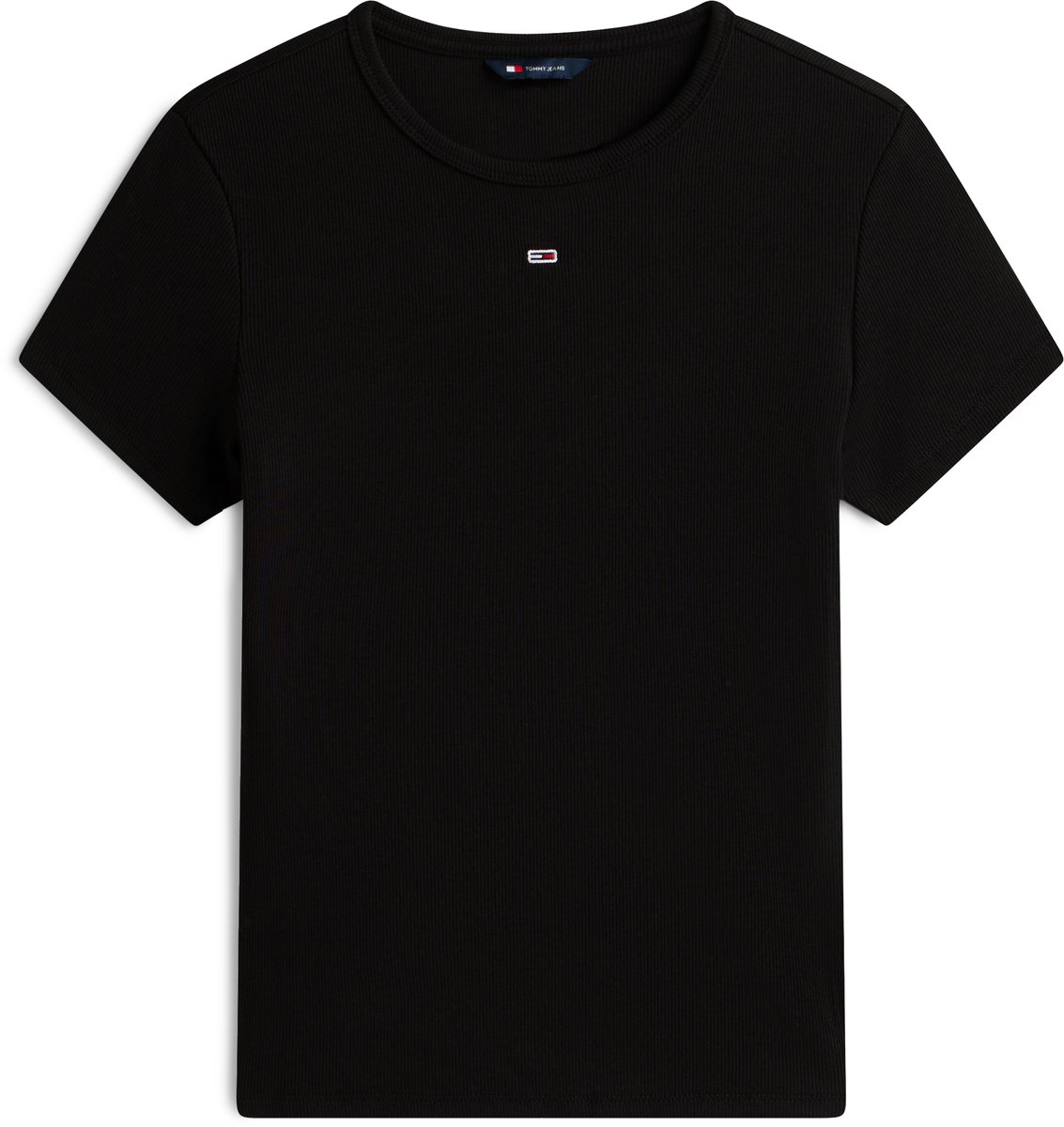 Tommy Jeans Ribbed Slim Crew Neck T-Shirt Zwart
