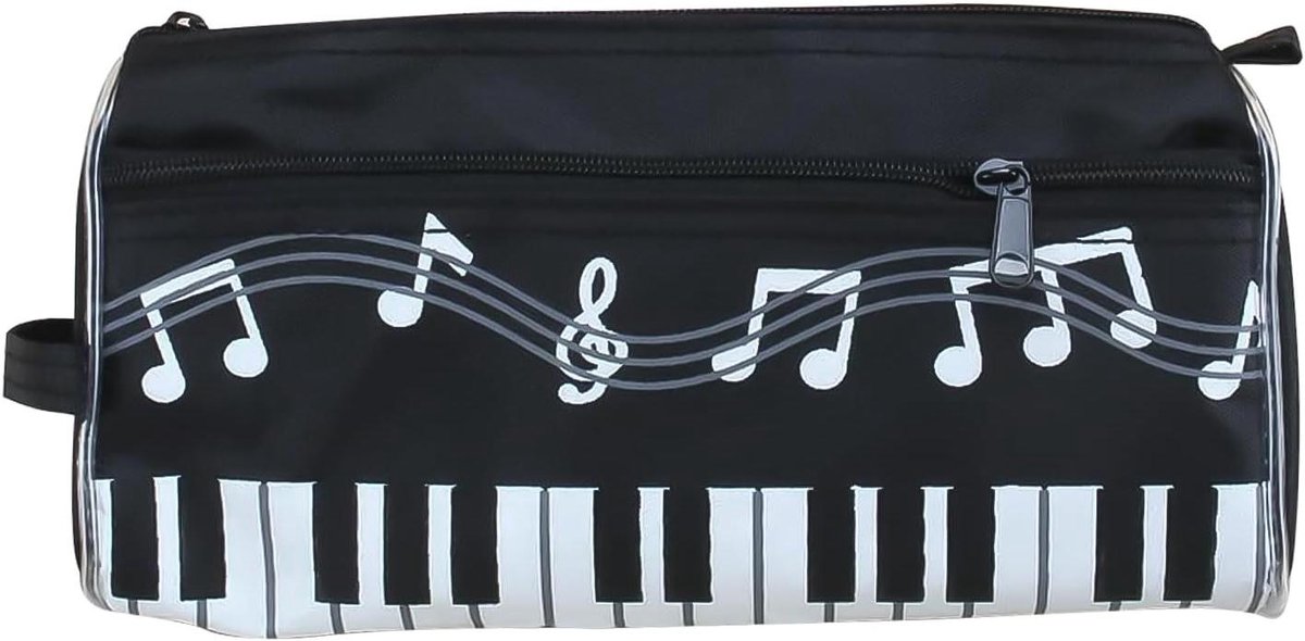 Muziek Etui - Potloodtas Muziek - School Organisatie - Waterdicht Canvas - 20 x 10 cm - Zwart