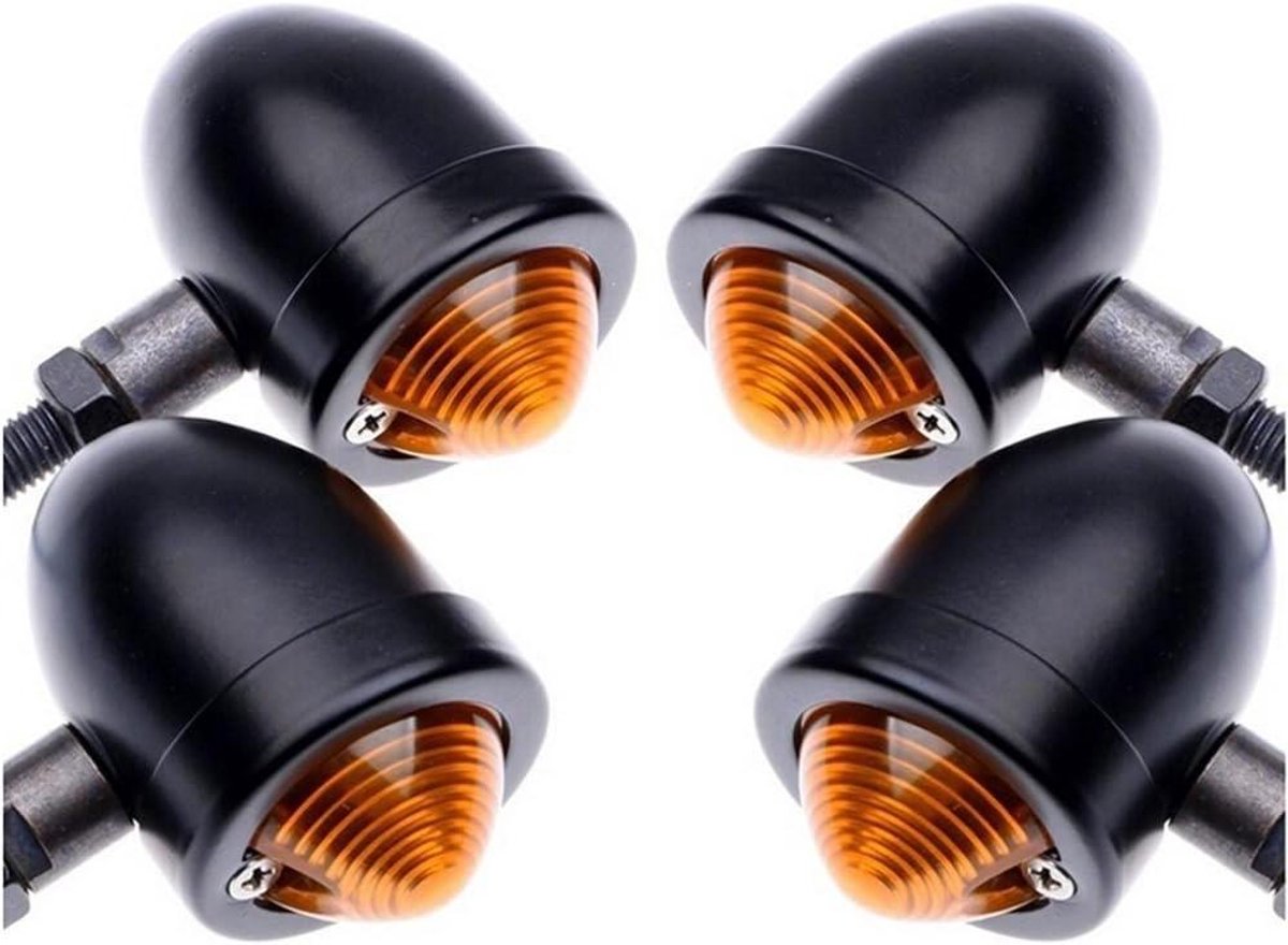 Motorfiets Richtingaanwijzers - Knipperlichten Set - Motor Veiligheid - Aluminium Behuizing - 4 stuks - Zwart