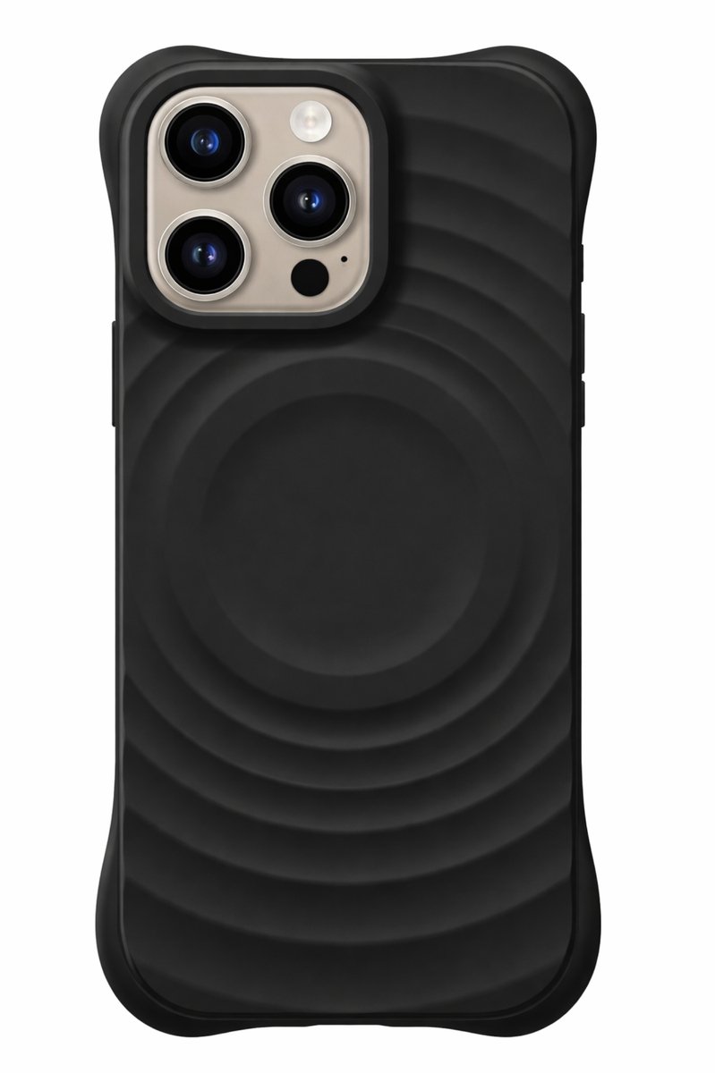 Seltrix® - Ripple telefoonhoesje - iPhone 17 Pro - Hoogwaardige kwaliteit - Geschikt voor MagSafe - Wavy phone case - iPhone hoesje shockproof - Zwart