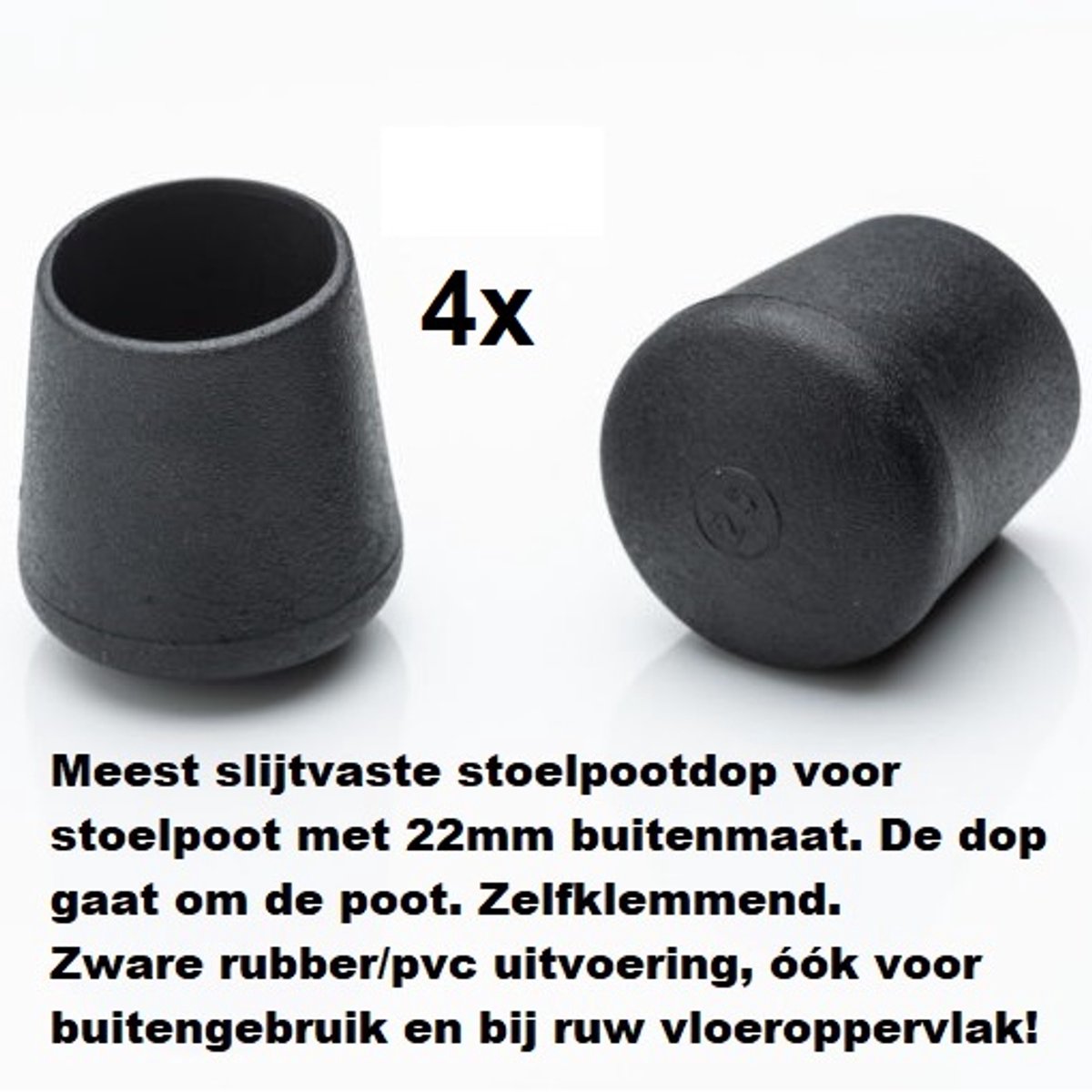 4 stuks AA-kwaliteit ronde stoelpootdoppen 22mm zware kwaliteit omdop slijtvast pootdoppen voor ronde buis