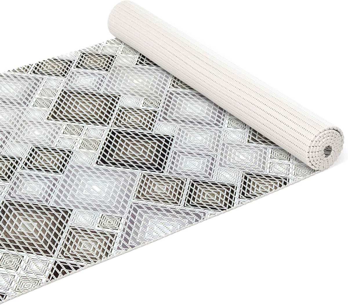 Badmat Schuimmat - Badloper Douchemat - Veiligheid in Huis - Waterafstotend Antislip - 1500 x 65 cm - Patchwork Grijsblauw