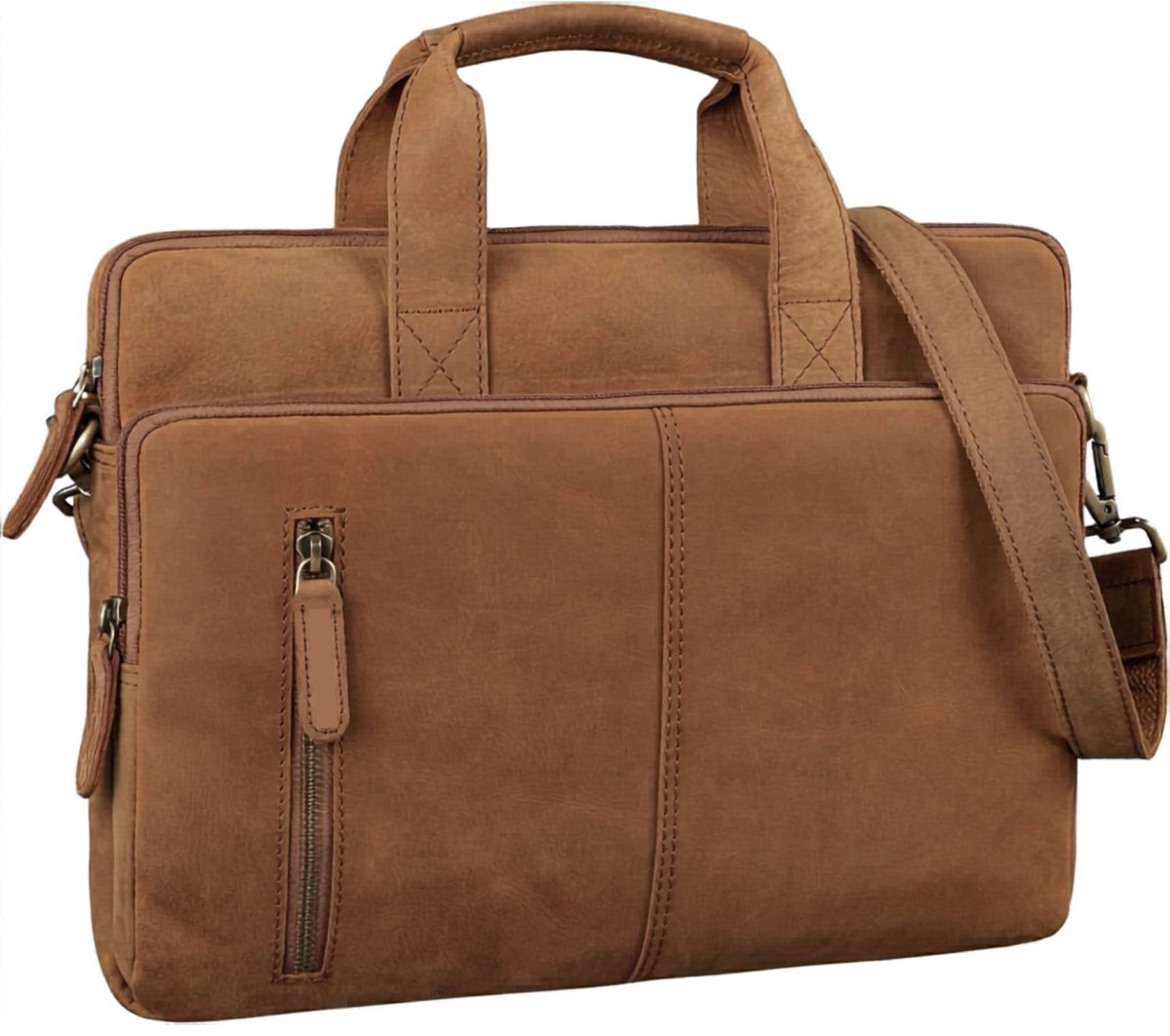 Leren Laptoptas - Laptoptas - Leren Tas - Luxe Leren Laptoptas - Werktas - Schoudertas - Business Tas - Leren Business Tas - 13.3-14 inch - Lichtbruin - van Imperatoris