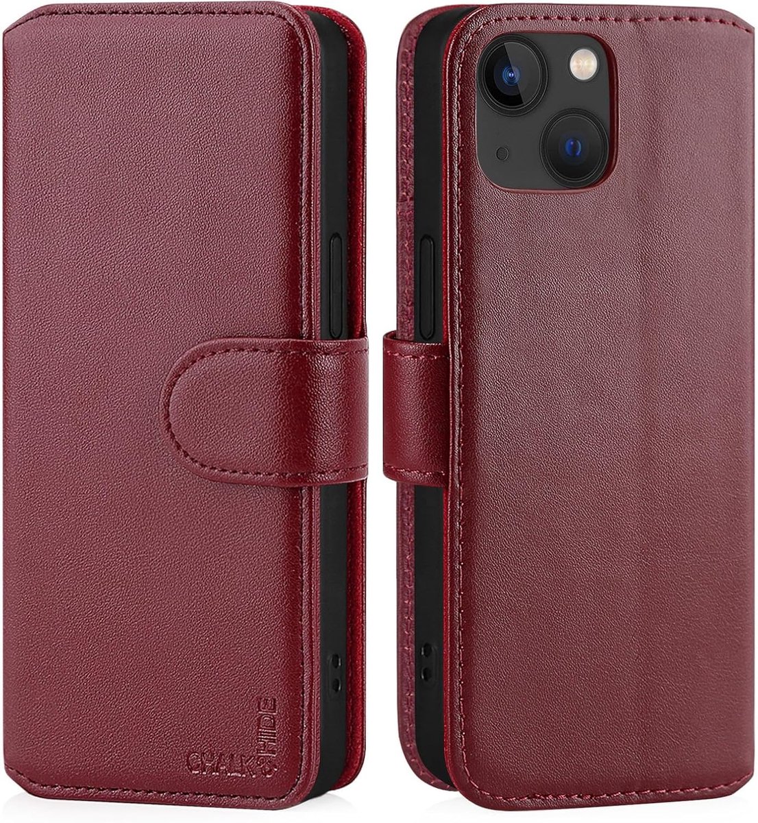 Zandarix Geschikt voor Apple iPhone 15 - Echt Leer - Portemonnee Flip Hoesje - Met RFID - Magnetische Sluiting - Kickstand - Book Case Hoesje - Rood