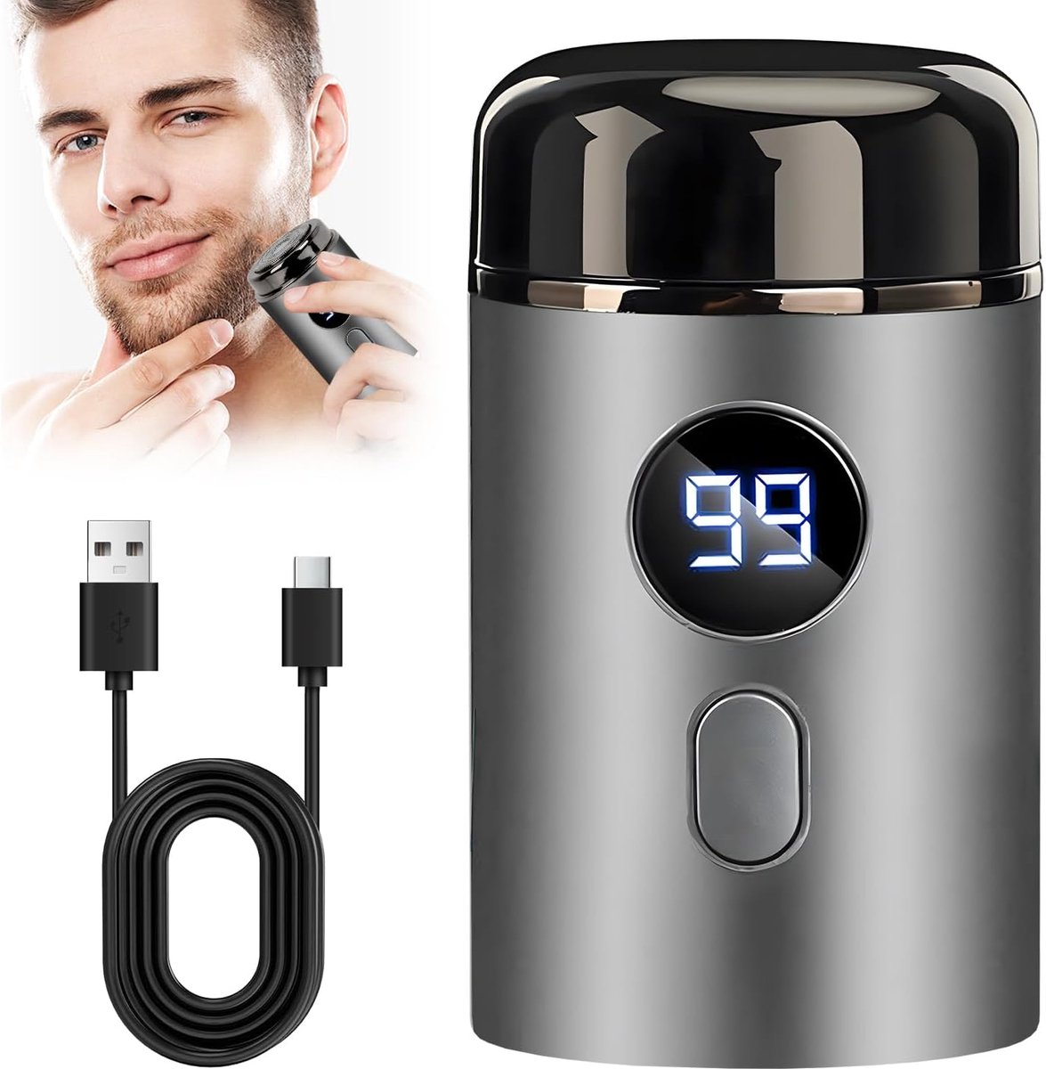 KZQ Blauwe scheerapparaat Mini Elektrische Trimmer USB Oplaadbaar Nat & Droog Baardtrimmer Pocketformaat voor Mannen Reizen en Strand