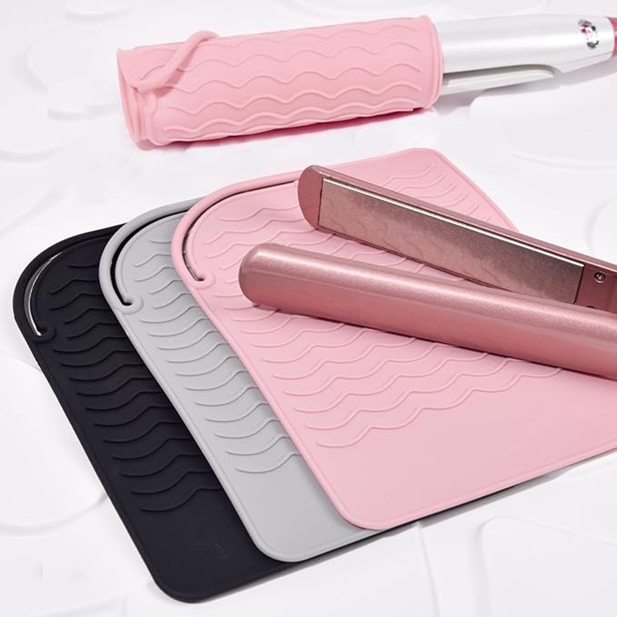 Stijltang mat - 3 stuks - Hittebestendige Mat - Hittemat - Heat Protector - Siliconen - Opberging voor Stijltang - krultang - Föhn - Veilig & Compact - Antislip - Stijltang mat- Krultang mat - Haaraccessoires - haar accesoires