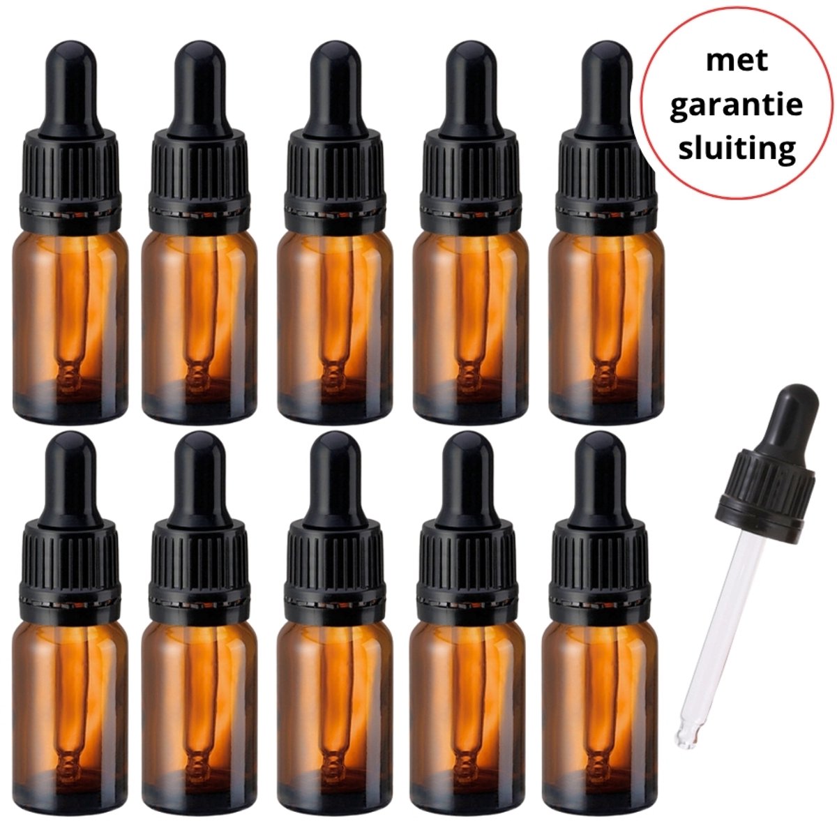 20x Pipetflesjes 10ml - Glazen Flesjes met Pipet - 2x10 stuks Pipetflesje met Garantiesluiting