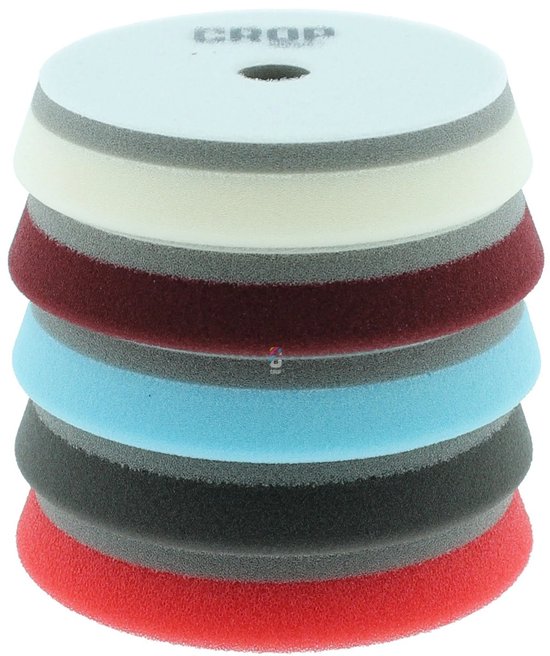 Set de disques de polissage CROP Interface 125 mm - 5 disques de polissage 125 mm - Kit de polissage - Tampons de polissage - Pack essentiel pour l'esthétique automobile