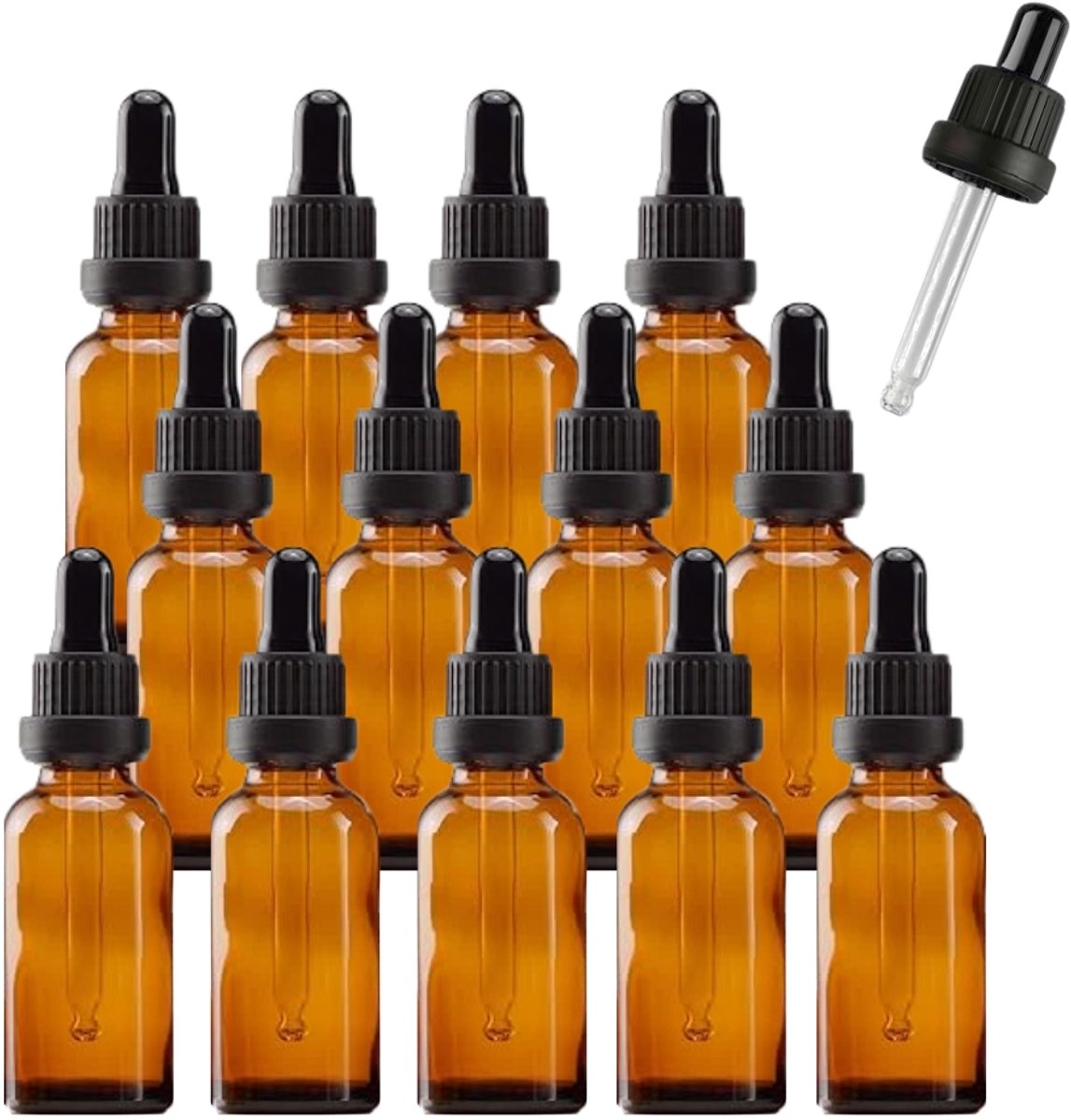 Pipetflesjes 20ml 50 stuks - Glazen Flesjes met Pipet - Pipetfles met Garantiesluiting