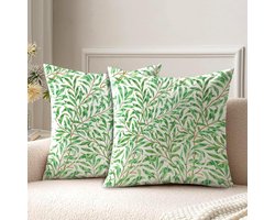 HUASHUZI Outdoor Cushion Covers Green Garden Decoration Sofa Couch Outdoor Cushions Furniture William Morris Leaf Decorations Double Sided 45x45cm Set of 2 Throw Pillow Cover Home Sofa