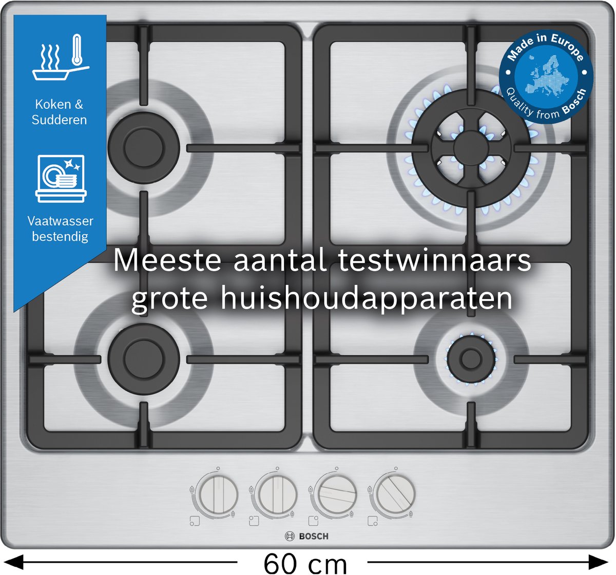 Bosch PGH6B5K90N - Serie 4 - Gaskookplaat - Inbouw - 60 cm