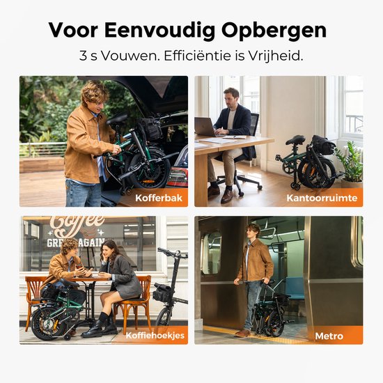 ENGWE ZIP Opvouwbare Elektrische Fiets 16 Inch - 250W Motor - 36V 10Ah Uitneembare Batterij - 25 km/u - Powerbank Functie - Inclusief Fietstas - Compacte Stads E-Bike, Zwart van ENGWE — afbeelding 5