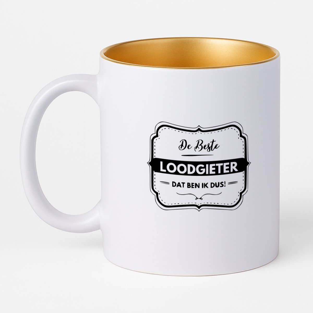 Hacebo® - De beste loodgieter dat ben ik dus koffiebeker met goud kleurige binnenkant - Loodgieter - Vrienden familie - thee mok - koffie beker - Collega - Cadeau - koffiemok - 330 ML