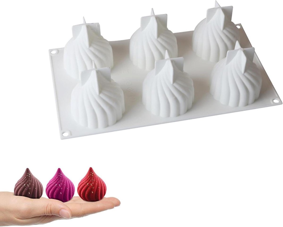 Siliconen Bakvorm - Mousse Vorm - Desserts Maken - 6-Holige Uienvorm - 30 cm Lengte - Wit